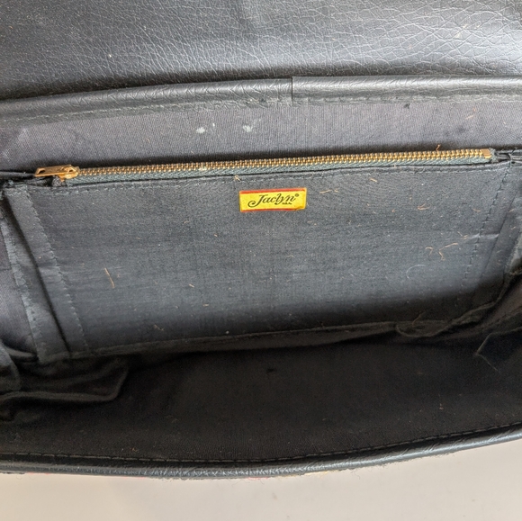 Vintage Handbag Carpet Fabric Black Floral Mint Condition - Picture 4 of 4